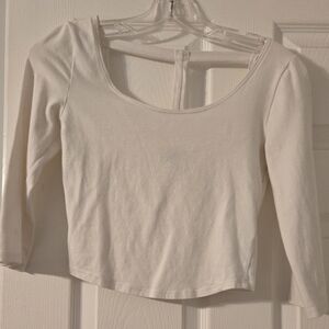 Women's White Long Sleeve Crop Top